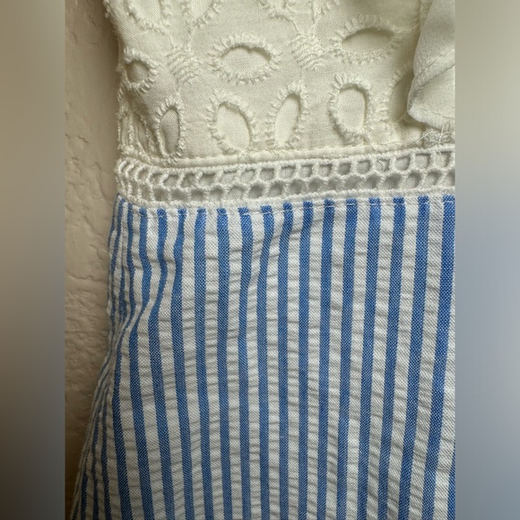 Lilly Pulitzer Maya Shift Dress Coastal Blue Seersucker White Lace size 2 - Picture 14 of 16
